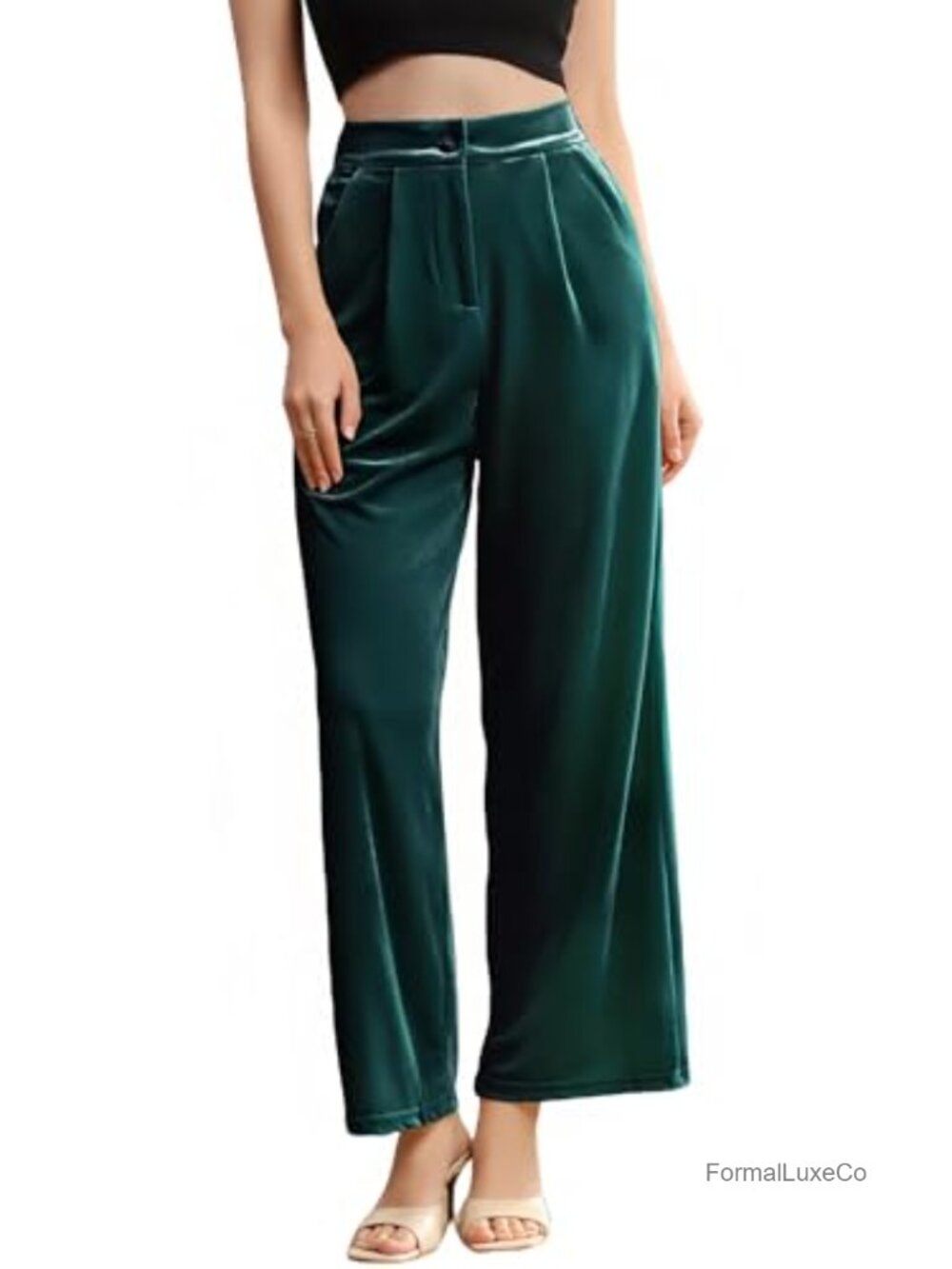 Velvet Sparkly Wide Leg Palazzo Pants with Pockets